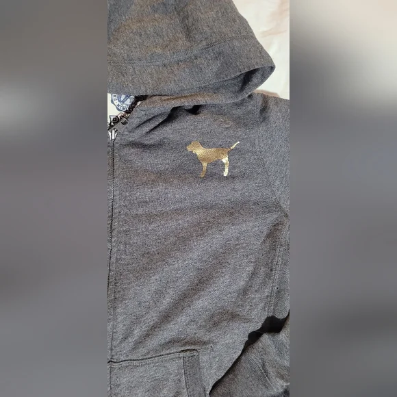 PINK Victoria's Secret Gray Sweatpants with Gold Lettering - Picture 7 of 8